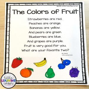 fruit-worksheets-poem Fruit Books Preschool, Poem About Colors, Poem On Colours, Fruit Rhymes Preschool, Fruit Songs For Preschoolers, Fruits Activity For Preschool, Poem About Food, Speech Topics For Kids, Poems About Food