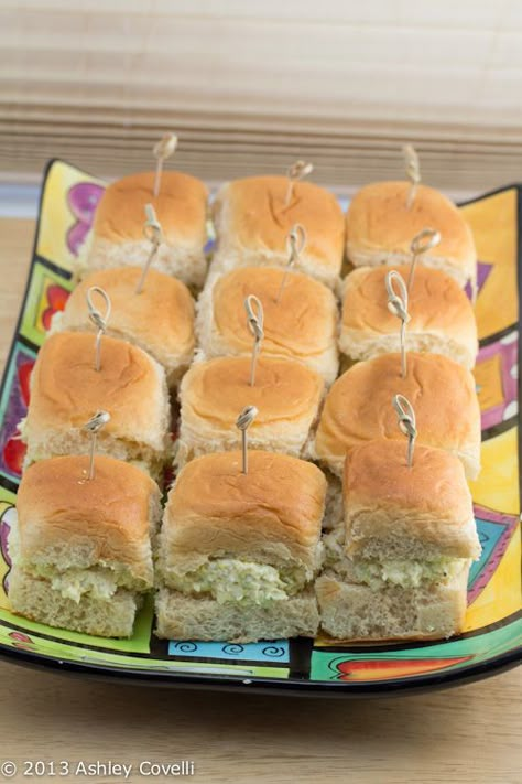 Chicken Salad Sliders Chicken Salad On Hawaiian Rolls, Chicken Salad Hawaiian Rolls, Chicken Salad Finger Sandwiches, Chicken Salad Sandwich Party, Chicken Salad Sliders Hawaiian Rolls, Hawaiian Rolls Sliders, Chicken Salad Sliders, Hawaiian Roll Recipes, Nutcracker Tea Party