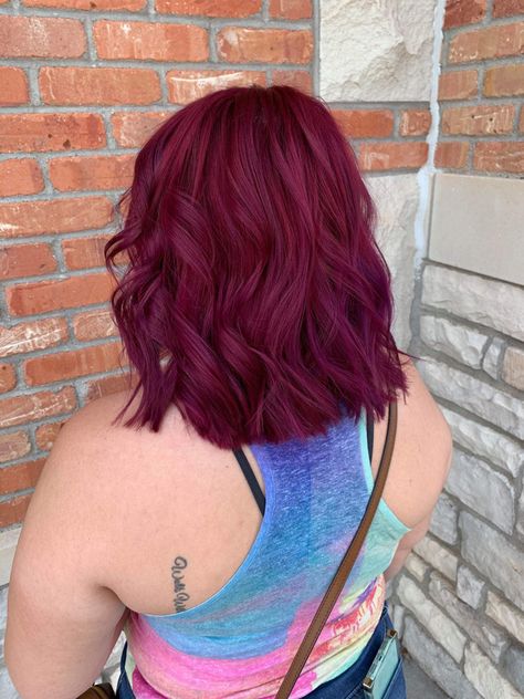 Bright Burgandy Hair, Bright Maroon Hair, Short Raspberry Hair, Wild Berry Hair Color, Bold Burgundy Hair, Red Purple Hair Burgundy Magenta, Pinkish Purple Hair Color, Raspberry Hair Color Short, Cranberry Colored Hair