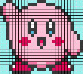 Mario Cross Stitch Pattern Free, Kirby Alpha Pattern, Nintendo Cross Stitch, Kirby Video Game, Kirby Video, Kawaii Nintendo, Grid Ideas, Pixel Grid, Crochet Grid