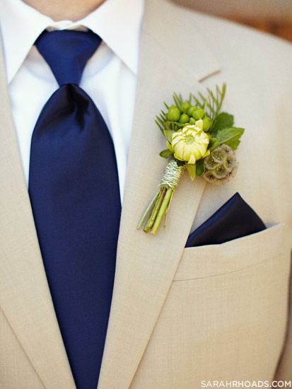 Loving the Beige Tux and deep blue contrast. Man In A Suit, Nautical Wedding, Wedding Suits Men, Groom And Groomsmen, Future Mrs, Blue Tie, Trendy Wedding, Here Comes The Bride, Suit And Tie