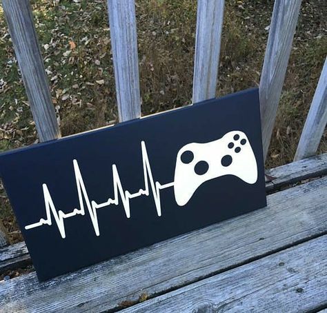 Gamer Wall Art, Art Ideas For Teens, Boys Game Room, Gamer Decor, Game Room Wall Art, Video Game Decor, Gamer Room Decor, Boy Bedroom Design, Easy Canvas Art