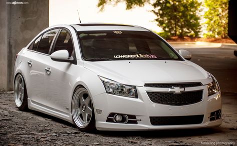 Stanced Chevy Cruze On Classic Style Custom Wheels Chevy Cruze Custom, Nissan Pickup Truck, Car Sticker Ideas, Chevy Impala Ss, Chevy Girl, Cars Racing, Chevy Cruze, Chevy Malibu, Best Classic Cars