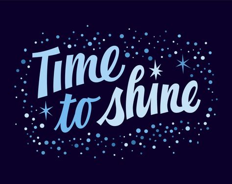 Time to shine, modern script lettering illustration. Vector typography design with stars, glitter, and sparkles. Cute inspiration calligraphy art Sparkle Graphic Design, Shiny Typography, Magic Typography Design, Sparkle Typography, Glitter Font Canva, Celestial Font, Shine Text, Celestial Art, Script Lettering