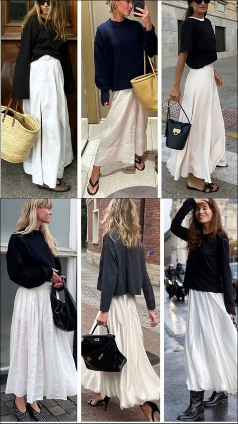 Linen Fall Outfit, Maxi Linen Skirt Outfit, Short Flower Skirt Outfit, Daisy Skirt Outfit, Beige Linen Skirt Outfit, Paris September Outfits, Black Linen Skirt Outfit, Linen Maxi Skirt Outfit, Shoes To Wear With Skirts