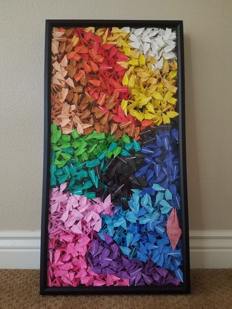 1000 Paper Cranes Display, 1000 Cranes Display, Paper Crane Art, Origami Display, 1000 Origami Cranes, Rainbow Wedding Theme, Origami Decor, 1000 Cranes, Origami Wall Art