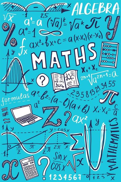 Maths symbols icon set. Algebra or mathematics subject doodle design. Education and study concept. Back to school background for notebook, not pad, sketchbook. Hand drawn illustration. Maths Illustration Art, Mathematics Cover Page Aesthetic, Math Book Cover Design For School, Maths Aesthetic Wallpaper School, Math Border Design Aesthetic Portrait, Mathematics Notebook Cover, Math Symbols Art Aesthetic, Math Notebook Cover Design, Maths Project Cover Page Design Aesthetic