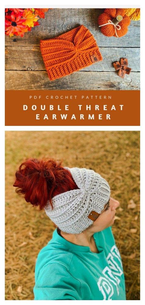 Double Threat Ear Warmer Crochet Pattern Crochet Toddler Ear Warmer, Crochet Headwarmer Free Pattern, Crochet Head Warmer Free Pattern, Crochet Head Warmer, Knitting Machine Ear Warmer Pattern, Loom Knit Ear Warmer, Crochet Ear Warmer Free Pattern, Corak Krusye, Crochet Ear Warmer Pattern