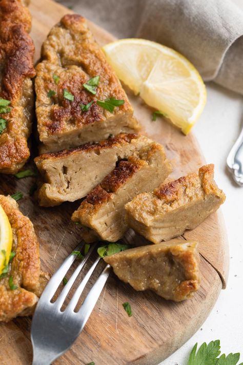 This vegan "chicken" is made from seitan and tastes super similar to the real thing! Cook this vegan meat-substitute any way you'd like - in a stir fry, on the grill, or simply as-is. Stir Fry On The Grill, Healthy Mcdonalds, Mcdonald's Burger, Mac Salad Recipe, Seitan Chicken, Homemade Seitan, Vegan Seitan, Vegan Meat Substitutes, Big Mac Salad