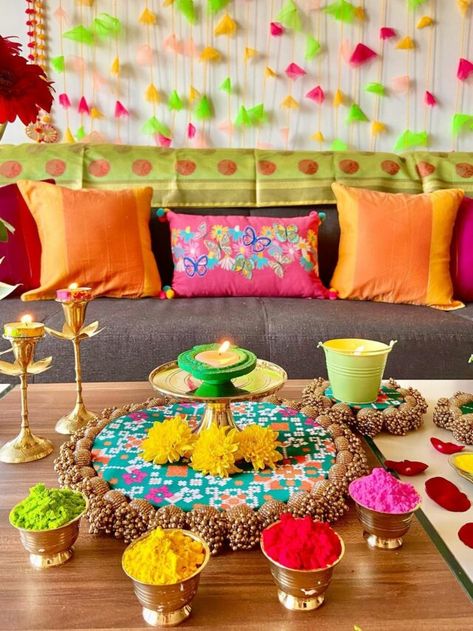 8 Festival Decoration Ideas For 2022 | Kolo Magazine Holi Hampers, Festival Decoration Ideas, Holi Ideas, Holi Decor, Holi Decoration, Holi Theme, Handmade Hamper, Puja Decor, Diy Lantern