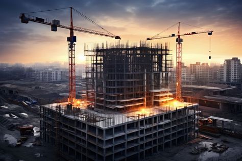 Highrise construction site architecture building city.  | premium image by rawpixel.com Site Architecture, Crane Construction, Construction Crane, Image Cloud, Concrete Buildings, Concrete Construction, Building Site, Building Construction, Site Plan