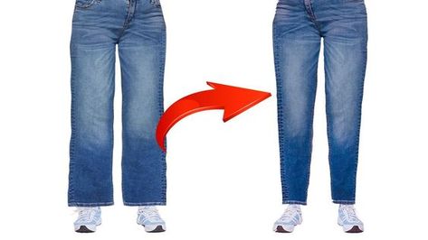 A sewing trick how to taper your jeans in 5 minutes to fit you perfectly! - YouTube How To Peg Jeans, How To Taper Jeans Diy, How To Take In Jeans Legs Tutorials, How To Fit Loose Jeans, How To Sew Jeans To Fit, Jeans Fitting Hacks, Tapering Pants, How To Taper Jeans, Taper Pants