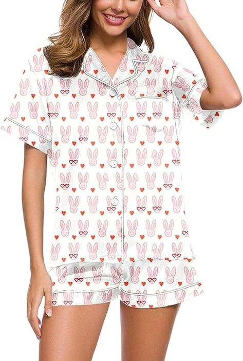 Zelbuck Womens Pajamas Set 2 Piece Button Down Monkey Bunny Shorts Set Y2k Roller Dupes Rabbit Preppy Loungewear Pjs Purple at Amazon Women’s Clothing store Roller Rabbit, Womens Pyjama Sets, Amazon Women, Pajamas Women, Short Sets, Clothing Store, Button Downs, Pajama Set, Pajamas