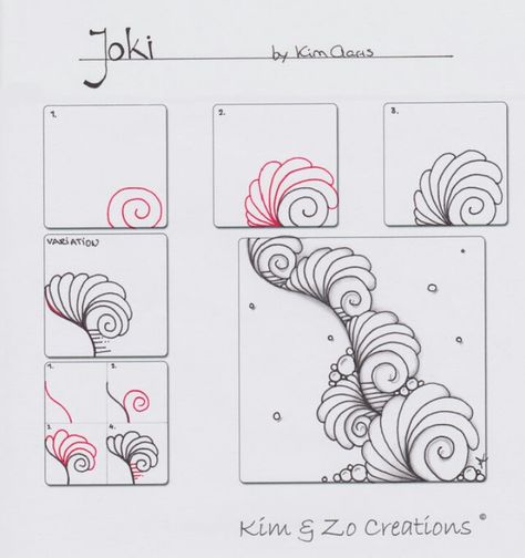 Joki filler style tangle pattern by Zentangle Step Out, Zentangle Step Outs, Modele Zentangle, Zantangle Art, ليلو وستيتش, Zen Doodle Patterns, Zentangle Tutorial, Zentangle Artwork, Zen Tangle