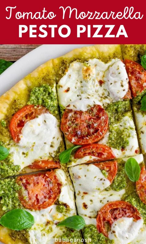 Pizza With Fresh Mozzarella, Fresh Mozzarella Pizza, Pesto Flatbread Pizza, Yogurt Pizza, Mexican Lasagna Recipes, Caprese Pizza, Pesto Pizza Recipe, Healthy Pesto, Basil Pesto Recipes