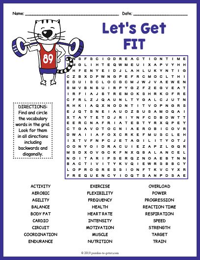 health and fitness word search puzzle worksheet Exercise Flexibility, Fitness Words, Puzzle Worksheet, Health Heart, Word Challenge, Health Words, Health And Physical Education, Teaching Vocabulary, Prep Activities