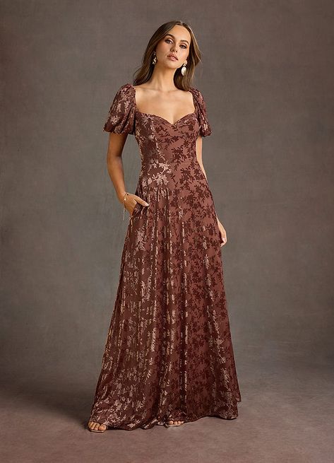 Dusty Rose Floral Bridesmaid Dress, Dark Moody Bridesmaid Dresses, Corset Wedding Guest Dress, Mauve Gown, Long Sleeve Bridesmaid Dresses, Brown Formal Dress, Floral Bridesmaid Dress, Brown Dresses Formal, Atelier Dress