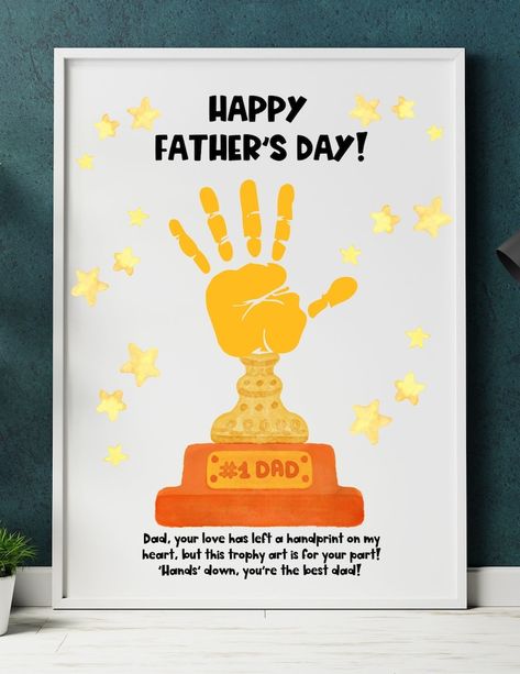 Buy Father's Day Handprint Art, Father's Day Gift, Father's Day Printable, Father's Day Craft, Mother's Day Card, Handprint Art Online in India - Etsy Happy Fathers Day Toddler Craft, Easy Fathers Day Crafts For Toddlers, Preschool Fathers Day Crafts, Father’s Day, Kids Fathers Day Crafts, Dad Crafts, Father's Day Craft, Easy Fathers Day Craft, Father's Day Printable