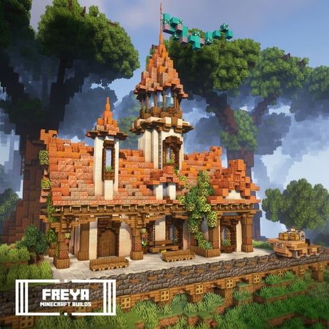 Freya Aesthetic, Minecraft Train Station, Mansion Minecraft, Castle Minecraft, Cottage Minecraft, Minecraft Steampunk, Minecraft Mansion, Minecraft Structures, Cottage Plans