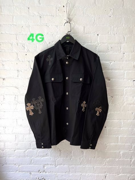 Chrome Hearts Chrome Hearts Cross Jacket | Grailed Cross Jacket, Chrome Hearts Cross, Heart Lights, Black Patch, Youtube Logo, Men's Outerwear, Chrome Hearts, Mens Outerwear, Light Jacket