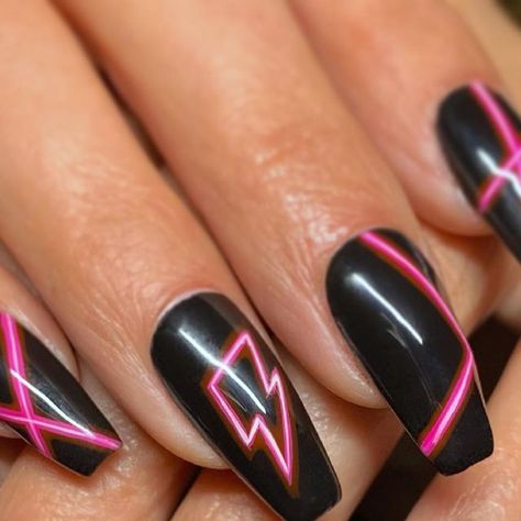 Neon Sign Nails, Lightning Nails, Lighting Strike, The Killers, Neon Sign, Makeup Nails, Nail Ideas, Hair And Nails, Let Me Know