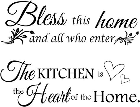 Amazon.com: 2 Sheets Kitchen Wall Decals The Kitchen Quote Wall Stickers Bless This Home and All Who Enter Kitchen Vinyl Wall Quote Art Dining Room Entryway and Living Room Wall Decal Home Decor, 12 x 35.4 Inch : Tools & Home Improvement Bnb Ideas, Kitchen Wall Quotes, Kitchen Decals, Kitchen Vinyl, Kitchen Wall Decals, Kitchen Quotes, Family Wall Decor, Kitchen Wall Stickers, Vinyl Wall Quotes