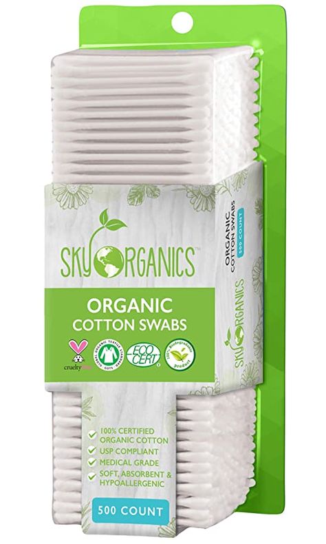 Amazon.com : Cotton Swabs Organic by Sky Organics (Large pack of 500 ct.) Natural Cotton Buds, Cruelty-Free Cotton Swabs, Biodegradable, All Natural Cotton Swabs, Chlorine-Free Hypoallergenic Cotton Swabs : Beauty Native Deodorant, Cotton Swabs, Cotton Buds, Cruelty Free Skin Care, Amazon Beauty Products, Cotton Swab, Beauty Care, Fragrance Free Products, Beauty Tools