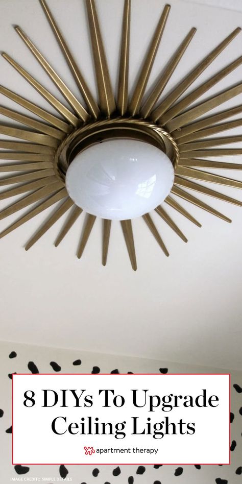 A depressing ceiling light can really distract from the look you’re trying to achieve in your apartment. If you’re not in the market for a new ceiling light, here are a few ways to upgrade the fixture that’s currently bothering you on a daily basis. #ceilinglight #lighting #lightfixtures #diyideas #diyprojects #chandelier #diylighting Ceiling Light Makeover, Hall Light Fixture Diy, Diy Ceiling Light, Living Room Ceiling Lights, Ceiling Light, Origami Lamps, Light Fixture Makeover, Bathroom Recessed Lighting, Ceiling Lights Diy