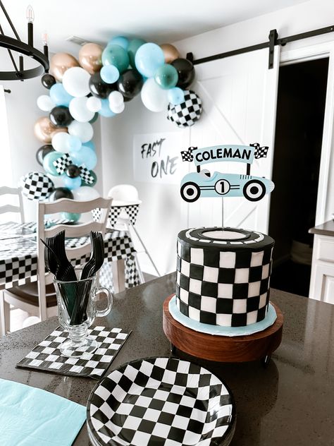 One Fast Dude, 1st Birthday Party Racecar, Lap 1 Complete Birthday, Fast One Birthday Party Balloon Arch, Fast One Birthday Party Dirtbike, Fast One Balloon Garland, Racing First Birthday Photos, First Lap Birthday Party, Fast One Birthday Party