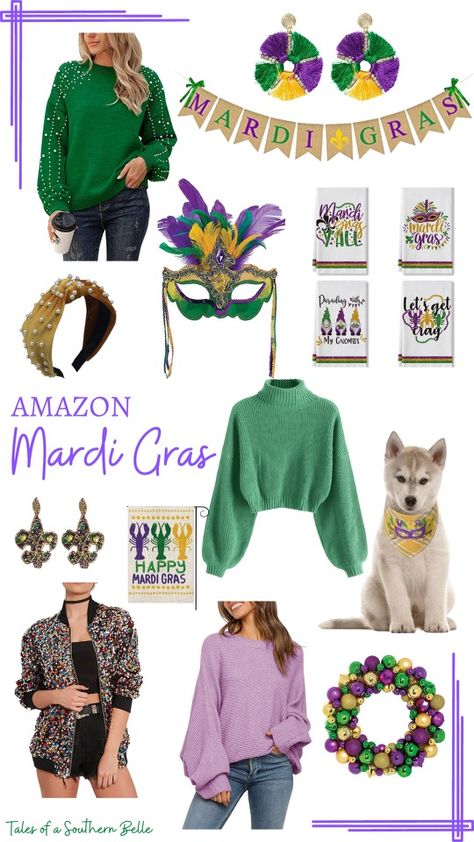 Fun Mardi Gras Costume Accessories For Costume Party, Mardi Gras Outfits For Women Casual, Cute Mardi Grad Outfits, Mardi Gras Outfit Ideas, Mardi Gras Party Outfit, Mardi Gras Clothes, Madi Gras Party, Mardi Gras Pants Diy Cajun, Mardi Gras Parade Outfit