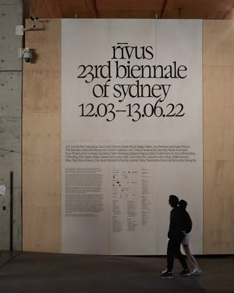 23rd Biennale of Sydney: rīvus - Fonts In Use Liquid Typography, Exhibition Hall Design, Exhibition Signage, Project Photography, Poster Series, Base Design, Hall Design, Digital Strategy, Museum Exhibition