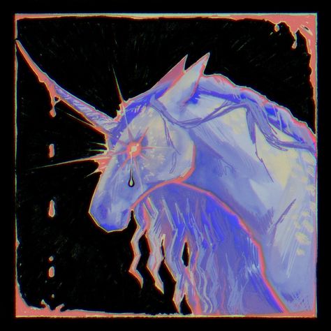 @crowskullart on insta Last Unicorn Wallpaper, The Last Unicorn Art, Unicorn Oc, Gothic Unicorn, Unicorn Aesthetic, Mlp Aesthetic, Dark Unicorn, Horses Photography, Last Unicorn