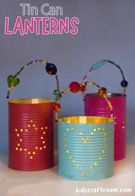 These DIY Tin Can Lanterns are really easy to make and look absolutely stunning! Kids will love making these homemade luminaries to decorate the home or to gift to loved ones. What a gorgeous recycled craft for kids. #kidscraftroom Homemade Gifts Kids Can Make, Diy Luminaries, Pioneer Day Activities, Homemade Lanterns, First Grade Christmas, Lantern Walk, Easy Recycled Crafts, Homemade Kids Gifts, Lantern Crafts