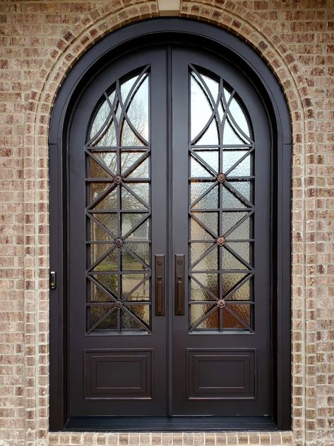 Tuscan Elite Series Gallery | Tuscan Iron Entries Arched Exterior Doors, Wrought Iron Doors Front Entrances, Wrought Iron Door, Iron Front Door, Iron Entry Doors, Iron Door Design, Wrought Iron Doors, Wooden Door Design, Main Door Design