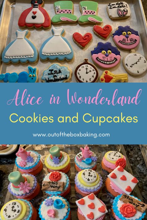 Alice In Wonderland Desserts Diy, Alice In Wonderland Cupcakes Ideas, Alice In Wonderland Dessert Ideas, Alice In Wonderland Themed Cupcakes, Alice And Wonderland Cookies, Alice In Wonderland Cupcake Ideas, Alice In Wonderland Treats, Alice Cookies, Alice In Wonderland Cupcake Toppers