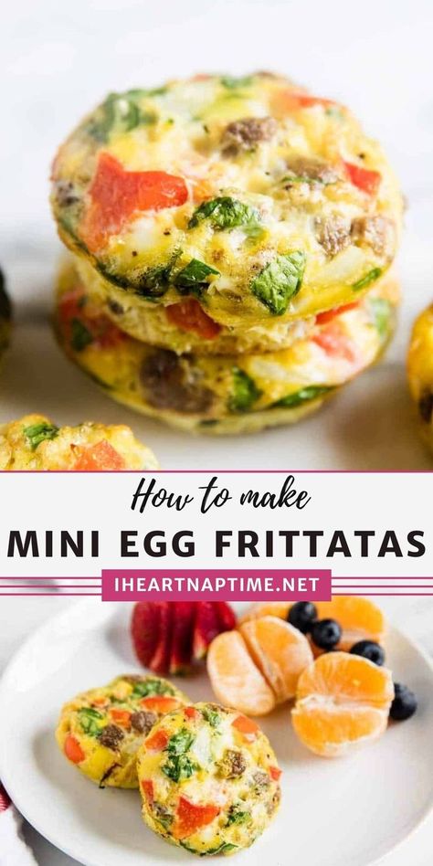 Caprese Mini Frittatas, Mini Egg Fritata Recipe, Single Serve Frittata, Mini Egg Frittata Muffin Tins, Egg Bites Veggie, Frittata Recipes Breakfast Muffins, Muffin Frittata Recipes, Muffin Tin Frittata Recipes, Fritata Recipe Muffin Tin