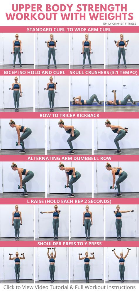 Upper Body And Abs Dumbbell Workout, Strength Workout With Dumbbells, Arm Ab Workout Women, Upperbody Exercises For Women At Home, Strength Training At Home Dumbbell Exercises, Exercises Using Weights, Strength Back Muscles, Upper Body Strength Training At Home, Arms And Shoulders Dumbbell Workout