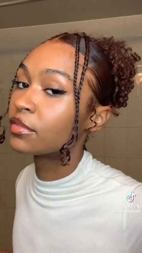 Mailayazuri Hair, Gym Hairstyles For 4c Hair, Short Hair Styles Ponytail, Wolf Cut Natural Hair, Curly Space Buns Black Women, Short Curly Updos, Braids For Short Curly Hair, Low Ponytail Natural Hair, Protective Styles For Medium Length Natural Hair