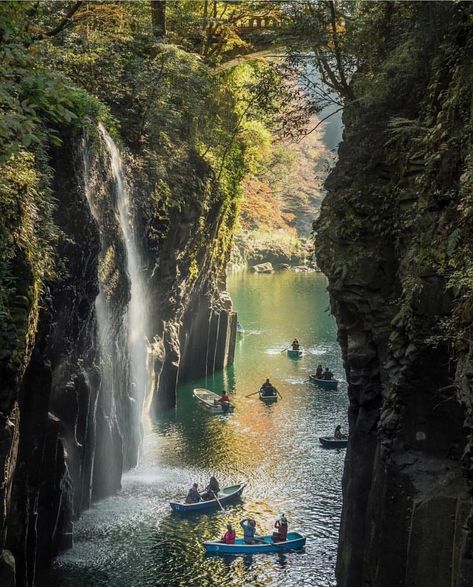 We are sharing this beautiful shot of Takachiho Gorge in northern Miyazaki Prefecture. Takachiho Gorge includes several spectacular… Takachiho Gorge, Miyazaki Prefecture, Takachiho, Painting Reference, Mysterious Places, Japan Trip, Kyushu, Travel Locations, Beautiful Waterfalls