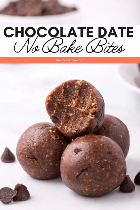 Here you have a tasty chocolate date no bake bites recipe that is sweet, and guilt free. A healthy snack that is made with Medjool dates, nuts, cocoa powder and more. A rich chocolate flavor in each bite that will leave you feeling full and satisfied. Date Snickers Bites, Easy Dates Recipes, Oat Bites No Bake, Homemade Date Bars, Healthy Snacks Dates, How To Use Dates In Recipes, Low Calorie Date Recipes, Recipes With Medjool Dates, Medjool Date Recipes Healthy