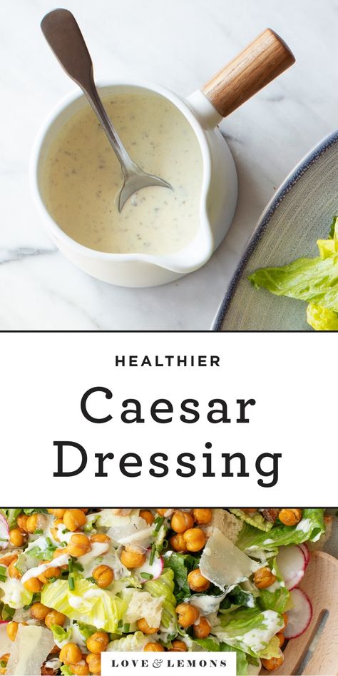 The BEST homemade Caesar dressing recipe! With just 7 ingredients, this Caesar salad dressing is creamy, tangy, savory, and rich. | Love and Lemons #dressing #salad #vegetarian #mealprep #sauce Cesar Dressing Recipe, Easy Caesar Dressing Recipe, Vegetarian Mealprep, Cesar Dressing, Homemade Caesar Dressing, Caesar Salad Dressing Recipe, Carrot Ginger Dressing, Caesar Dressing Recipe, Homemade Caesar Salad Dressing