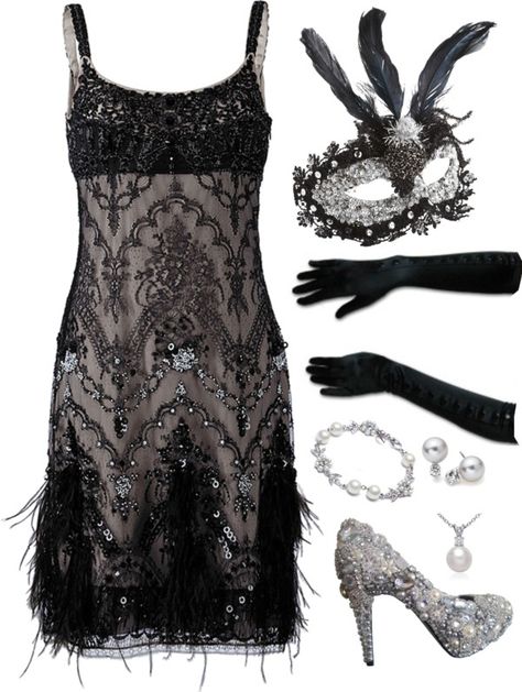 "Vintage Masks Ball" by nazaretqp on Polyvore...love the outfit without the mask...ok the mask is cool too! Masquerade Outfit Ideas Simple, Mascerade Masks Halloween, 20s Masquerade Party Outfit, Masquerade Outfit Ideas Short Dress, 1920 Masquerade Ball, Masquerade Ball Halloween Costumes, Mask Party Outfit Dresses, 1920s Masquerade Ball, Masquerade Ball Dress Ideas