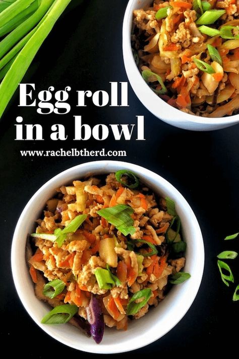 This deconstructed egg roll recipe is a healthy, delicious take on a Chinese classic. It’s also an easy weeknight dinner the whole family will love! #healthydinnerrecipes #eggroll #quickrecipe Deconstructed Egg Roll, Homemade Corn Muffins, Easy Egg Roll, Egg Roll Recipe, Chicken Cabbage, Pork Egg Rolls, Chicken Egg Rolls, Egg Roll In A Bowl, Chicken And Cabbage