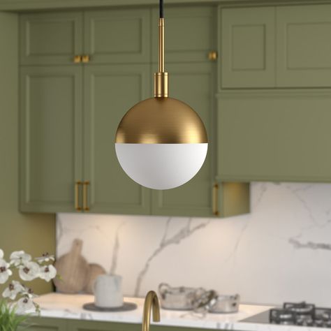 George Oliver Papineau 1 - Light Brass Single Pendant & Reviews - Wayfair Canada Mid Century Modern Kitchen Island, Kitchen Island Lighting Modern, Modern Kitchen Lighting, Big Girl Bedrooms, Hanging Pendant Light, Black Weave, Cfl Bulbs, Kitchen Entryway, Plus Ultra