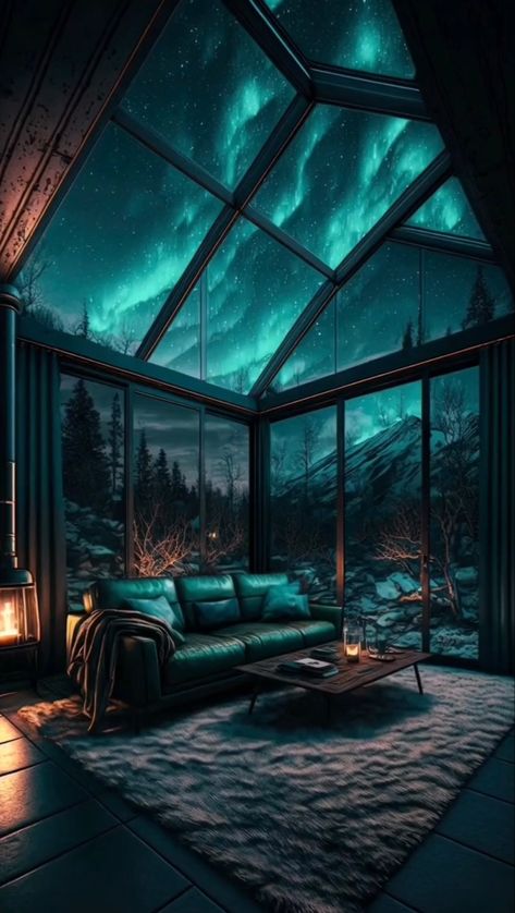 Stargazing Room, Celestial Room Aesthetic, Dark Modern Bedroom, Imaginary Places, Backyard Kids Play Area, Romantic Room, Beautiful Cabins, Night Scenery, Unique Houses