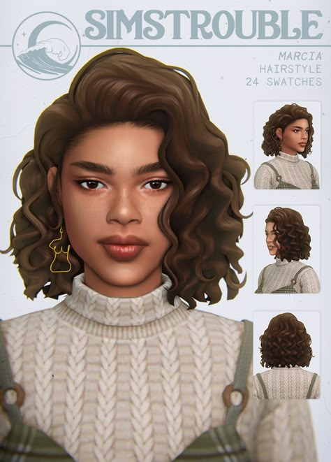 MARCIA by simstrouble | simstrouble on Patreon Simstrouble Cc Clothes, Sims 4 Hair Cc Maxis Match Straight, Simstrouble Patreon, Simstrouble Cc, Sims 4 Cc Hair Updo, Sims Tips, Sims 4 Hairstyles, Sims 4 Curly Hair, Female Sims