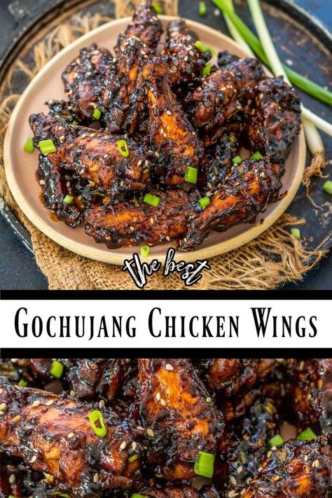 Make these super addictive Korean Gochujang Chicken Wings for game day or as a party appetizer. It is a bomb combination of sweet, spicy, and umami flavors and will make you want more and more once you try it. Korean Gochujang Chicken, Gochujang Chicken Wings, Air Fryer Recipes Chicken Wings, Gochujang Chicken, Baked Teriyaki Chicken, Garlic Chicken Wings, Beef Brisket Recipes, Chicken Leg Recipes, Brisket Recipes