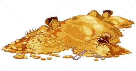 Pile Treasure Treasure Pile, Pile Of Treasure, Pile Of Gold Drawing, Treasure Illustration, Treasure Gold, Treasure Concept Art, Dragon Treasure, Treasure Box Illustration, Treasure Chest Illustration