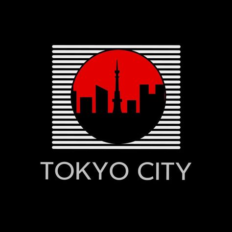 Template logo silhouette Tokyo city with symbol Japan Tokyo Logo Design, Tokyo Logo, Tokyo Godfathers, City Posters Design, Logo Silhouette, Shibuya Crossing, Tokyo City, City Logo, Tokyo Street Style