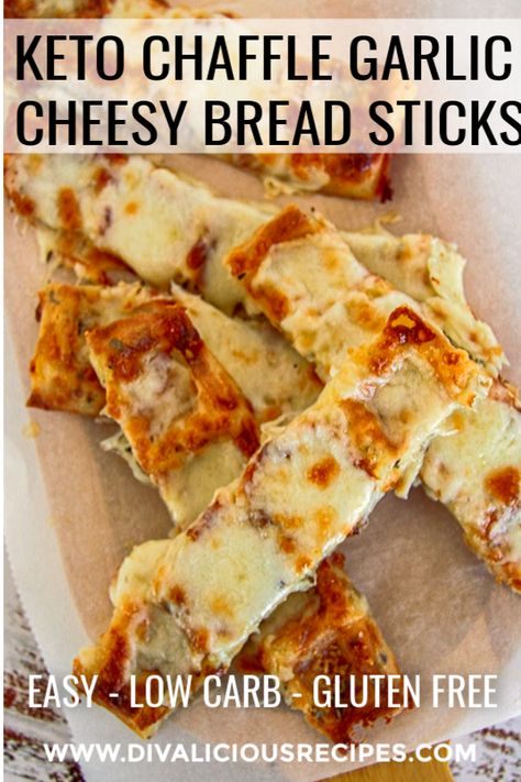 These easy low carb & gluten free garlic cheese bread sticks are made in a waffle maker. Ready to eat in under 10 minutes and less than 1g net carb each stick #chaffle #almondflour #keto #lowcarb #glutenfree #grainfree Cheesy Bread Sticks, Garlic Cheesy Bread, Cena Keto, Desayuno Keto, Keto Chaffle, Cheesy Breadsticks, Waffle Maker Recipes, Bread Sticks, Gluten Free Appetizers